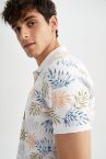 Slim Fit Polo Yaka Desenli Kısa Kollu Tişört