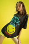 Coool SmileyWorld Lisanslı Oversize Fit Bisiklet Yaka Baskılı Kısa Kollu Tişört