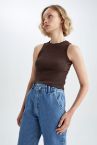 Regular Fit Halter Yaka Kolsuz Crop Top