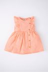 Kız Bebek Regular Fit Bisiklet Yaka Kolsuz Poplin Elbise