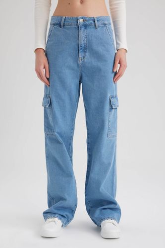 Wide Leg Cargo Jean Cotton Pants