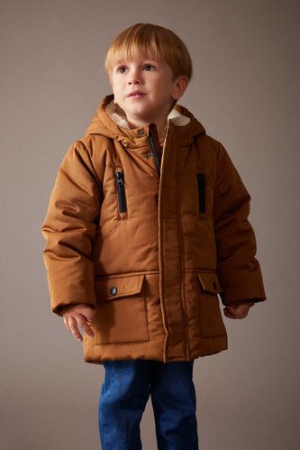 Baby Boy Waterproof Fleece Lined Hooded Jacket
