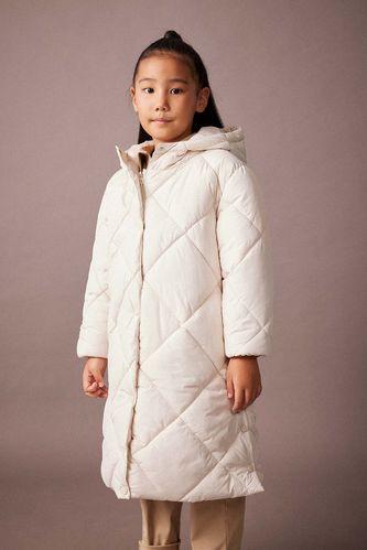 Girl Hooded Quilted Long Puffer Jacket