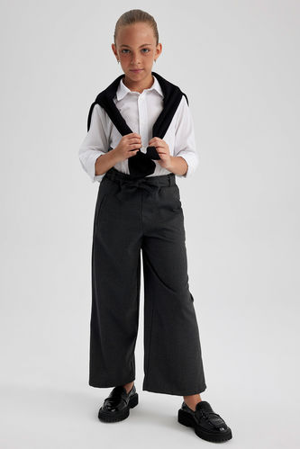 Girl Anthracite Wide Leg School Trousers
