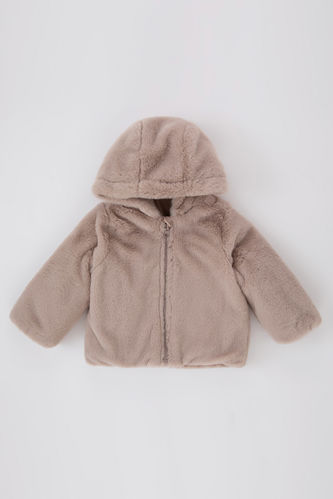 Baby Girl Hooded Plush Jacket