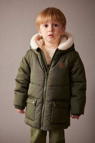 Baby Boy Waterproof Polar Lined Hooded Puffer Jacket