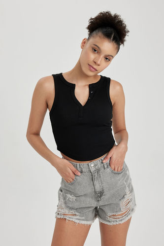 Cool Fitted Ribbed Camisole Crop Top