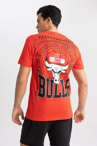 DeFactoFit NBA Chicago Bulls  Standart Fit Bisiklet Yaka Kısa Kollu %100 Pamuk Tişört