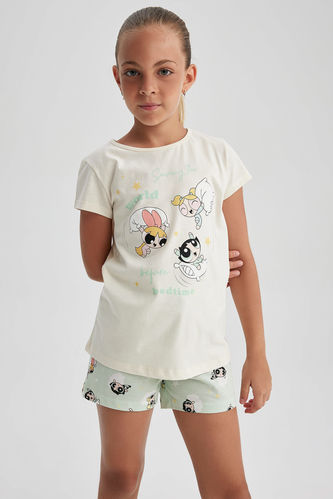 Kız Çocuk PowerPuff Girls Kısa Kollu Pijama Takımı