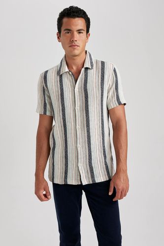 Regular Fit Cotton Striped Short Sleeve Shirt