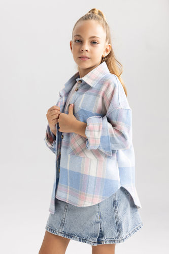 Kız Çocuk Kareli Uzun Kollu Gömlek