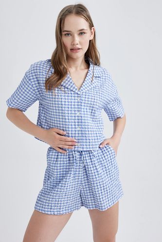 Coool Oversize Fit Pijama Yaka Kısa Kollu Gömlek
