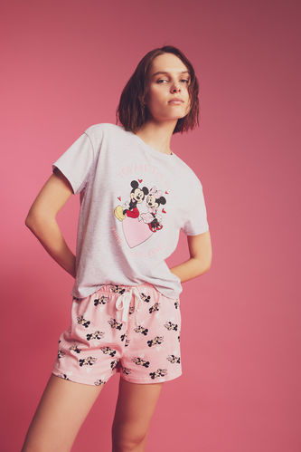 Fall in Love Disney Mickey & Minnie Kısa Kollu Şortlu Pijama Takımı