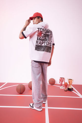 DeFactoFit NBA Toronto Raptors Oversize Fit Hooded T-Shirt