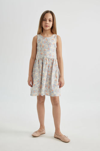 Girl Patterned Sleeveless Dress