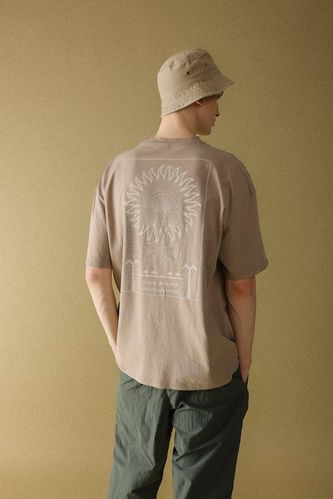 Oversize Fit Crew Neck Back Printed Short Sleeve T-Shirt