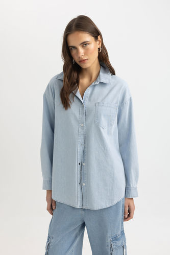 Oversize Fit Jean Shirt