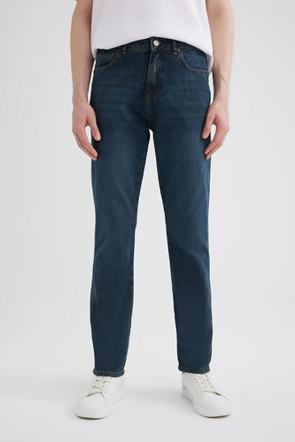 Pantalon Jean Coupe Droite à Taille Normale et Jambe Droite
