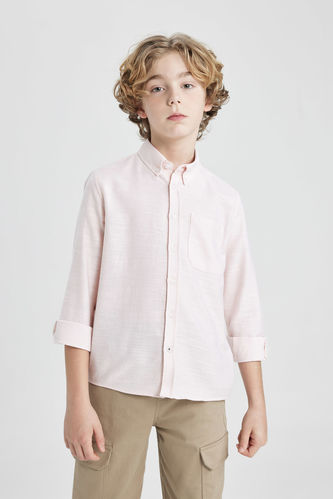 Boy Polo Neck Oxford Long Sleeve Shirt