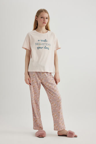 Fall in Love Baskılı Kısa Kollu Pijama Takımı