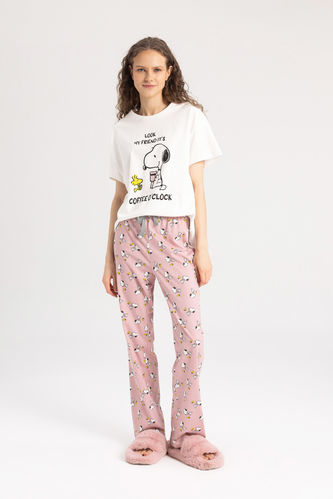 Fall in Love Snoopy Regular Fit Kısa Kollu Pijama Takımı