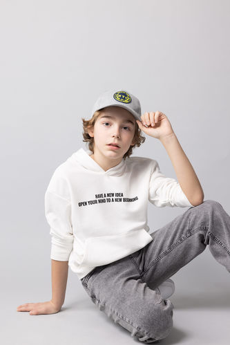 Erkek Çocuk Oversize Fit Kapüşonlu Baskılı Sweatshirt