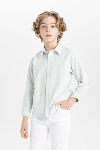 Boy Regular Fit Polo Neck Oxford Long Sleeve Shirt