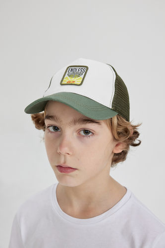Erkek Çocuk Etiket Baskılı Gabardin Beyzbol Basketbol Şapkası
