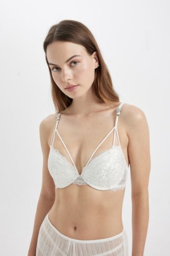 Fall in Love Bridal Dantelli Beyaz Push Up Bra Sütyen