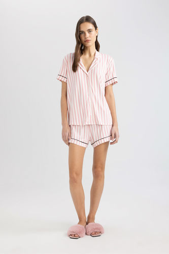 Fall in Love Regular Fit Striped Viscose 2 Piece Pajama Set