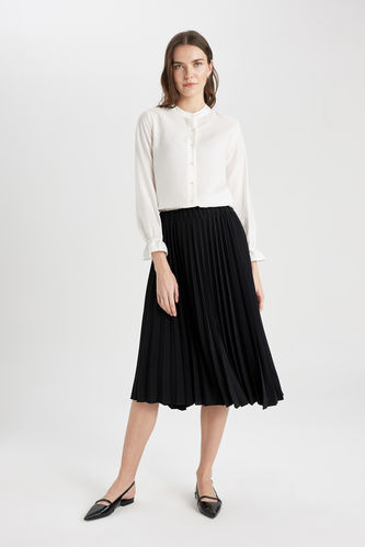 Pleated Ayrobin Midi Skirt