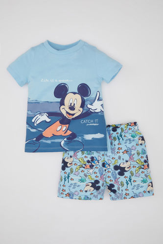 Erkek Bebek Disney Mickey & Minnie Kısa Kollu Tişört Şort 2'li Takım