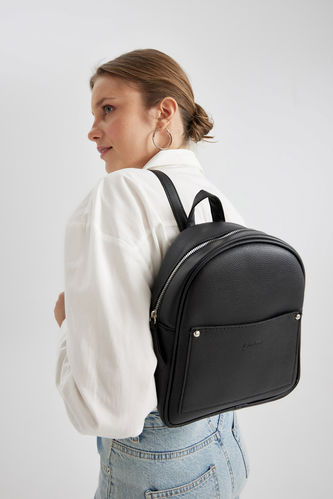 Woman Faux Leather Backpack