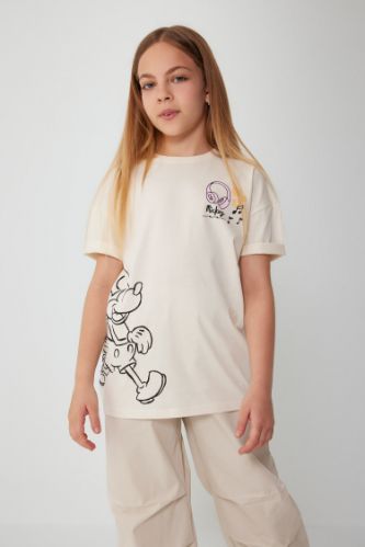 Kız Çocuk Disney Mickey & Minnie Oversize Fit Kısa Kollu Tişört