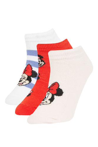 Kız Çocuk Disney Mickey & Minnie 3'lü Pamuklu Patik Çorap
