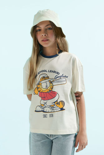 Kız Çocuk Garfield Relax Fit Kısa Kollu Tişört