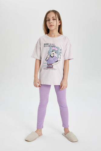 Kız Çocuk Oversize Fit Kısa Kollu Pijama Takımı