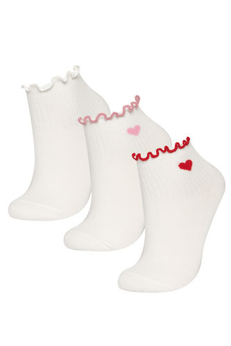 Kız Çocuk 3'lü Pamuklu Soket Çorap