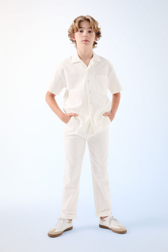 Erkek Çocuk Standart Paça Keten Görünümlü Pantolon