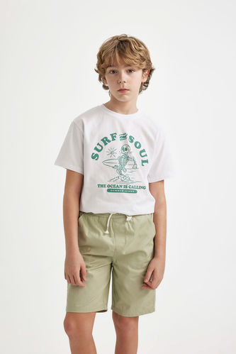Erkek Çocuk Bisiklet Yaka Baskılı Kısa Kollu Tişört