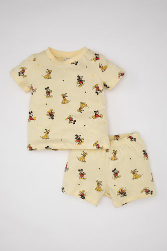 Erkek Bebek Disney Mickey & Minnie Kısa Kollu Şortlu Penye Pijama Takımı
