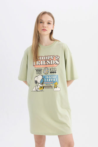 Coool Snoopy Penye Kısa Kollu Mini Tişört Elbise