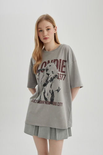 Blondie Oversize Fit Printed Washable Faded Effect T-Shirt