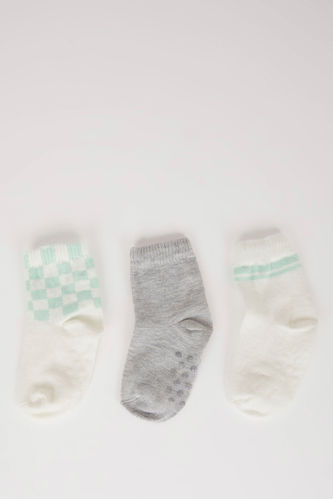 Erkek Bebek Dikişsiz 3'lü Pamuklu Uzun Çorap