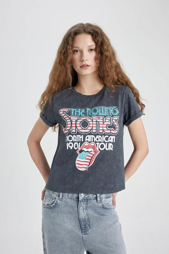 Rolling Stones Лицензиялық дөңгелек жаға үлкен Қысқа жеңді футболка