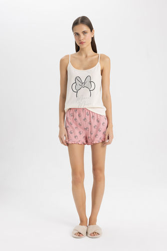Fall in Love Disney Mickey & Minnie Regular Fit Askılı Şortlu Pijama Takımı