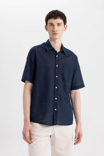 Relax Fit Polo Collar Cotton Short Sleeve Shirt