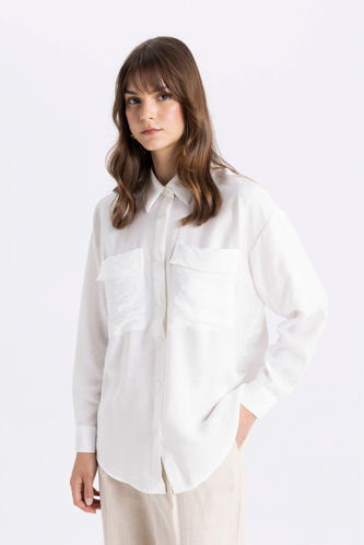 Relax Fit Uzun Kollu Beyaz Gömlek Tunik