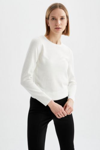 Basic Bisiklet Yaka Relax Fit Ekstra Yumuşak Kaşmir Dokulu Triko Kazak