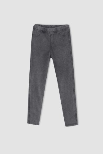 Kız Çocuk Slim Fit Süs Cepli Uzun Tayt